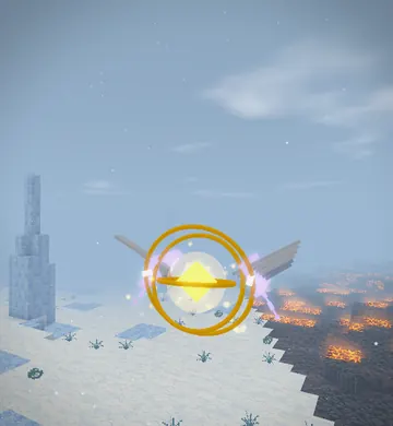 The Tempest: a gold core inside spinning rings, on white wings.