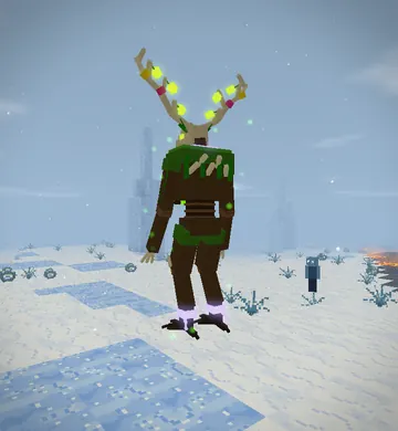 The Thorn Guardian: a stag’s skull with great antlers hung with spore pods.