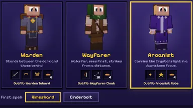 Choose your calling: the Warden, the Wayfarer and the Arcanist, each in their outfit with their first kit.