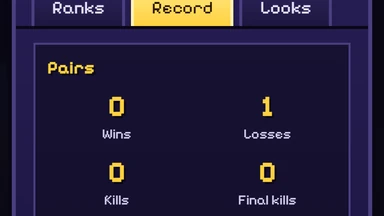 The Emberhold window on a phone: your record for Pairs, wins, losses, kills, final kills, deaths, Homefires and streaks.