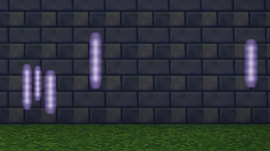 Through Gloomseer Lenses: the violet shapes of creatures standing in the dark beyond a stone wall.