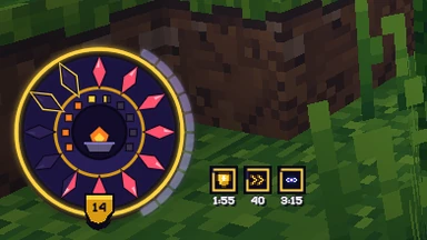 Night, bottom left: life as a ring of Crystal shards, two rimmed in gold, round a bowl of embers; a gold halo round it, the Ether arc beside it, three effects by it.
