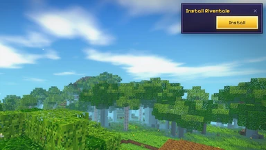 Over a great forest at morning, a card in the corner: Install Riventale, with an Install button and a close mark.