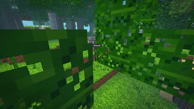 A player on an SMP world beside a pillar of stone bricks, a cabin among the pines behind.