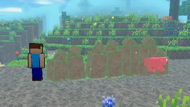 A player casts Stonewake: a ridge of stone tears up along the ground to a pig, its edges glowing green.