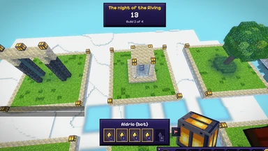 The Viewing: a bot’s timber hall in its plot, its maker’s name at the bottom and five lights to kindle for it, four lit gold.